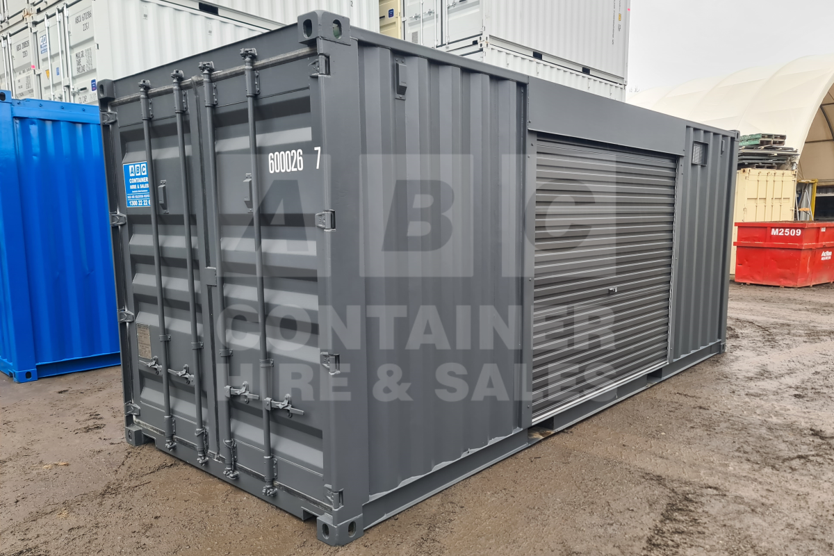 Workshop Container - Shelving, Power, Roller door, Vents & Whirly Bird