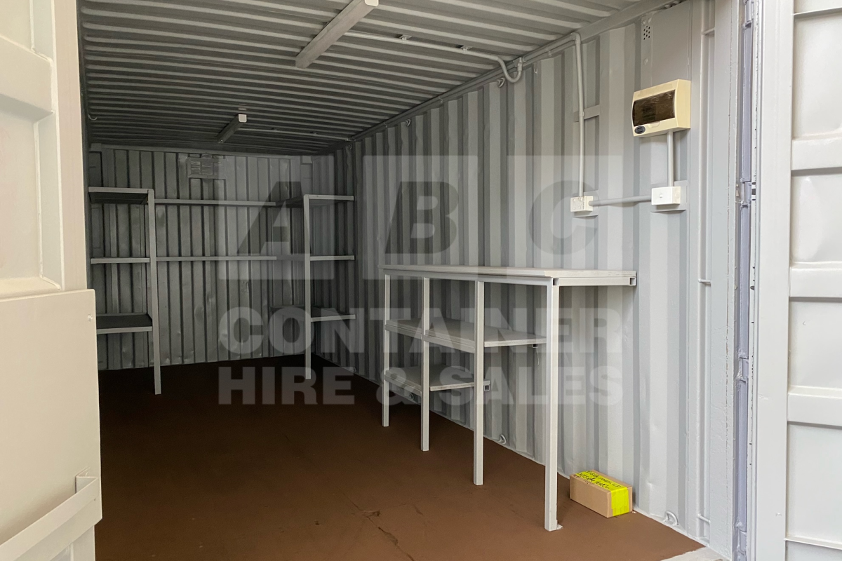 Fully refurbished workshop container, ready to roll, benches, whirly, shelves